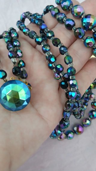 Collar Aurora Borealis, Pendientes/Broche Vintage