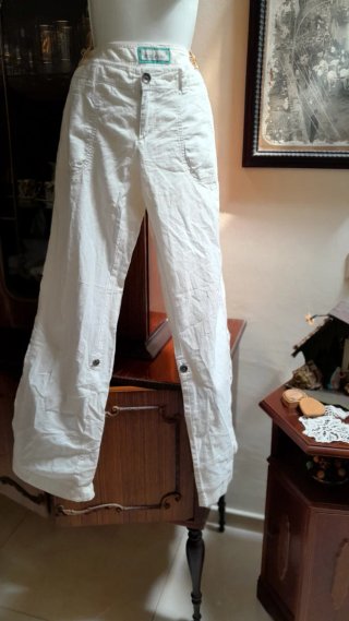 Pantaloni lino e cotone bianchi