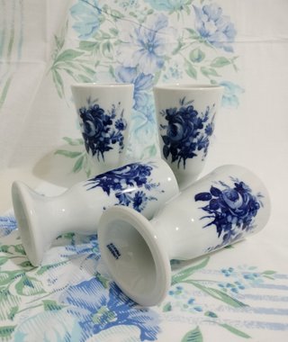 4 Mazagrans Limoges Francia Azul Blanco