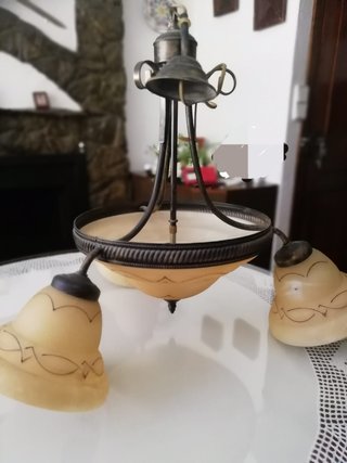 Lámpara colgante 3 tulipas cristal y metal