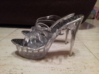 Zapatos tacón fino plataforma transparente