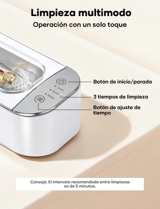 Limpiador ultrasónico para relojes, gafas y joyas