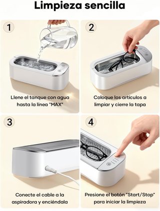 Limpiador ultrasónico para relojes, gafas y joyas