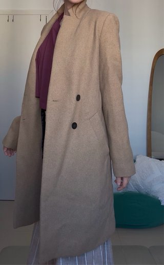Chaqueta larga marrón crema S