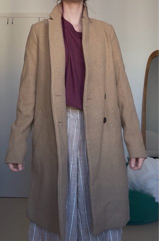 Chaqueta larga marrón crema S