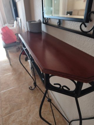 Consola recibidor metal y madera + Espejo