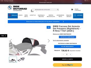 Colín asiento pasajero BMW R nineT
