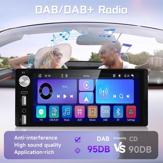 Radio 1 DIN 6,9" con CarPlay inalámbrico, Android