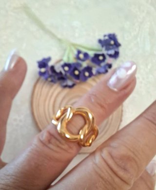 Anillo Acero Dorado Ancho Nuevo