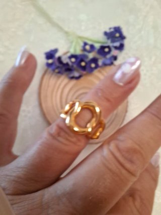 Anillo Acero Dorado Ancho Nuevo