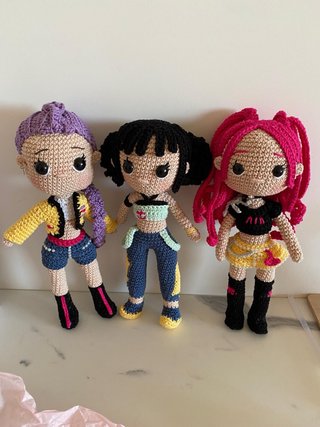 3 Bambole Kpop Amigurumi Rumi Zoey Mira in cotone