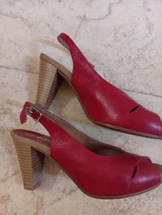Sandalias Pitillos Piel Rojas Talla 37