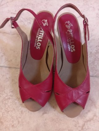 Sandalias Pitillos Piel Rojas Talla 37