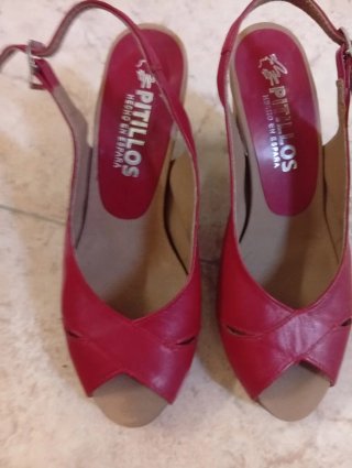 Sandalias Pitillos Piel Rojas Talla 37