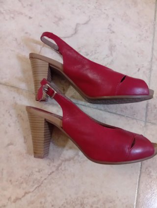Sandalias Pitillos Piel Rojas Talla 37