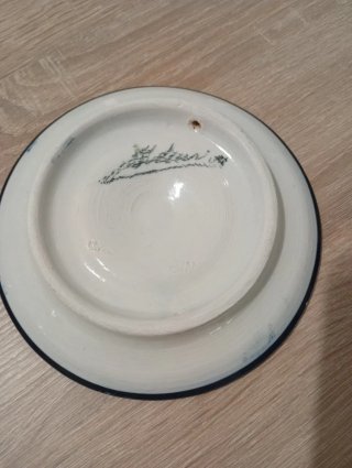 Plato decorativo cerámica azul y naranja