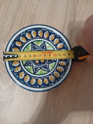 Plato decorativo cerámica azul y naranja