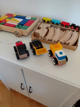 Lote Juguetes Madera Tren, vehículos y Bloques