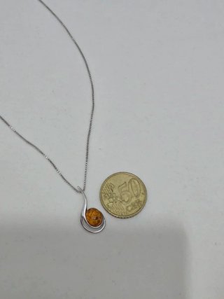 Collar Plata 925 con Ámbar Naranja