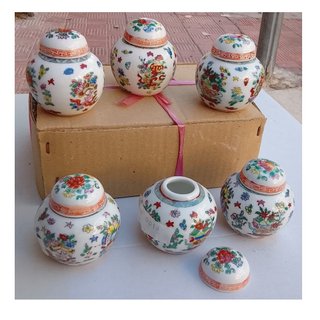 6 Mini Vasetti Porcellana Cinese vintage / Botes