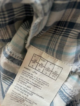Camisa cuadros manga corta algodón Talla XS