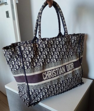 Borsa Christian Dior tote book blu oblique bag