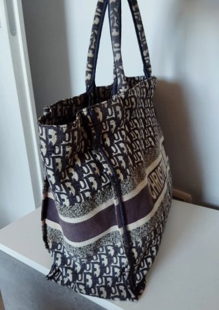 Borsa Christian Dior tote book blu oblique bag