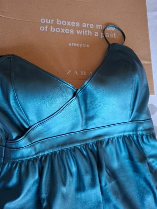 Vestido polipiel azul petróleo