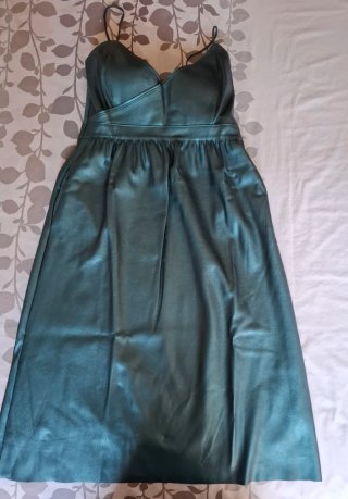 Vestido polipiel azul petróleo