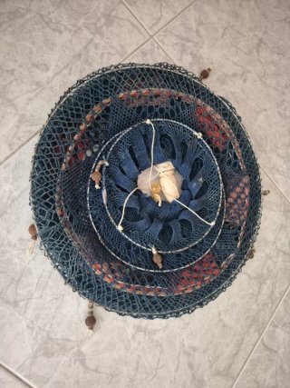 Lámpara Crochet Colgante Azul Naranja