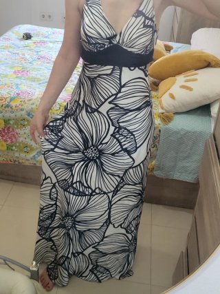 Vestido largo Josh & Jazz flores azul y blanco