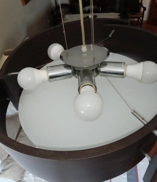 Lámpara Techo Madera Acero Cristal