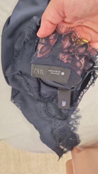 Vestido azul oscuro con encaje Talla S