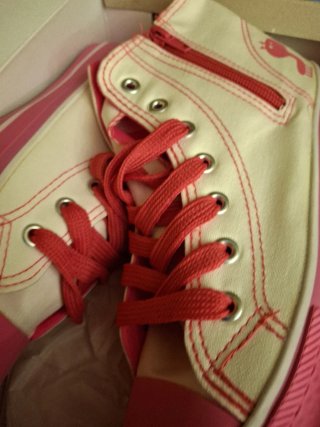 Zapatillas altas rosas y blancas