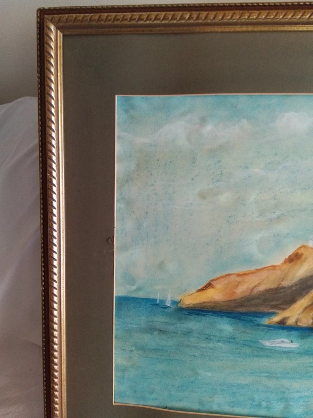Acuarela pintada a mano: Paisaje Marino