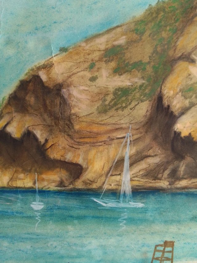 Acuarela pintada a mano: Paisaje Marino