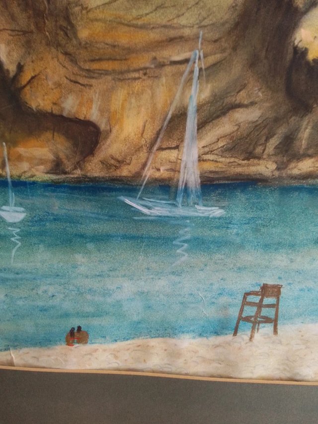 Acuarela pintada a mano: Paisaje Marino