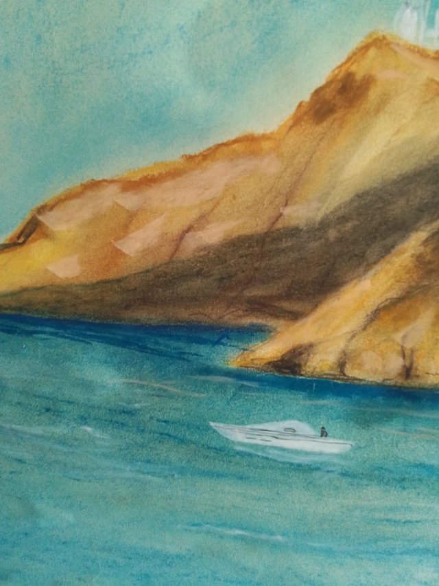 Acuarela pintada a mano: Paisaje Marino