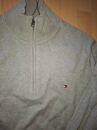 Jersey Tommy Hilfiger Hombre Gris Media Cremallera