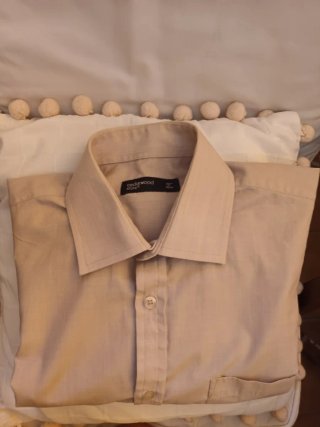 Camisa manga larga hombre beige