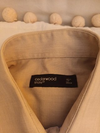Camisa manga larga hombre beige