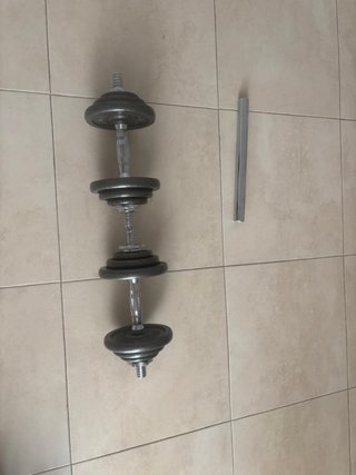 Conjunto de pesas y barra