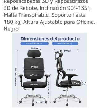 Silla de Oficina Ergonómica DEVAISI Negra