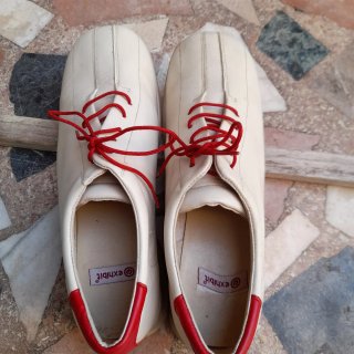 Zapatos planos en Piel Beige y Rojo