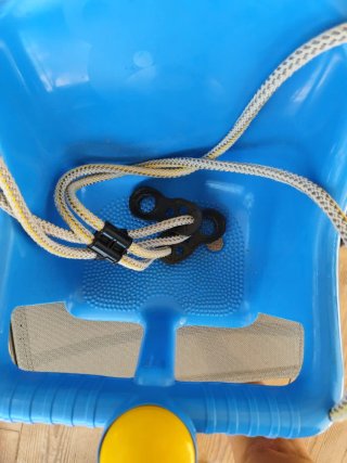 Columpio bebé azul con cuerdas