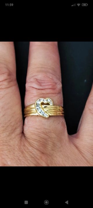 Anillo Oro 18k Corazón con Circonitas