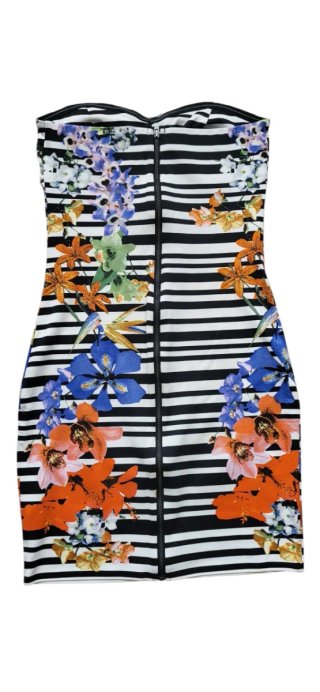 Vestido corto de rayas con flores