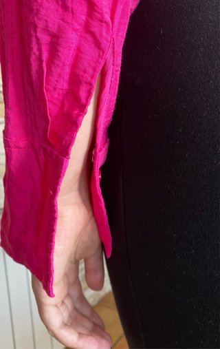Camisa rosa manga larga fruncida