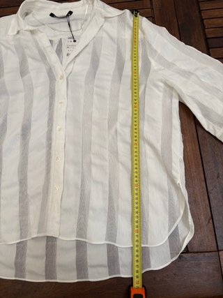 Blusa ZARA Rayas Blanca Talla XL Nueva