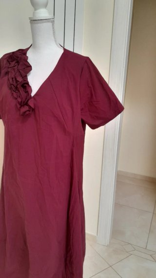 Abito rosso in cotone, poliammide ed elastan